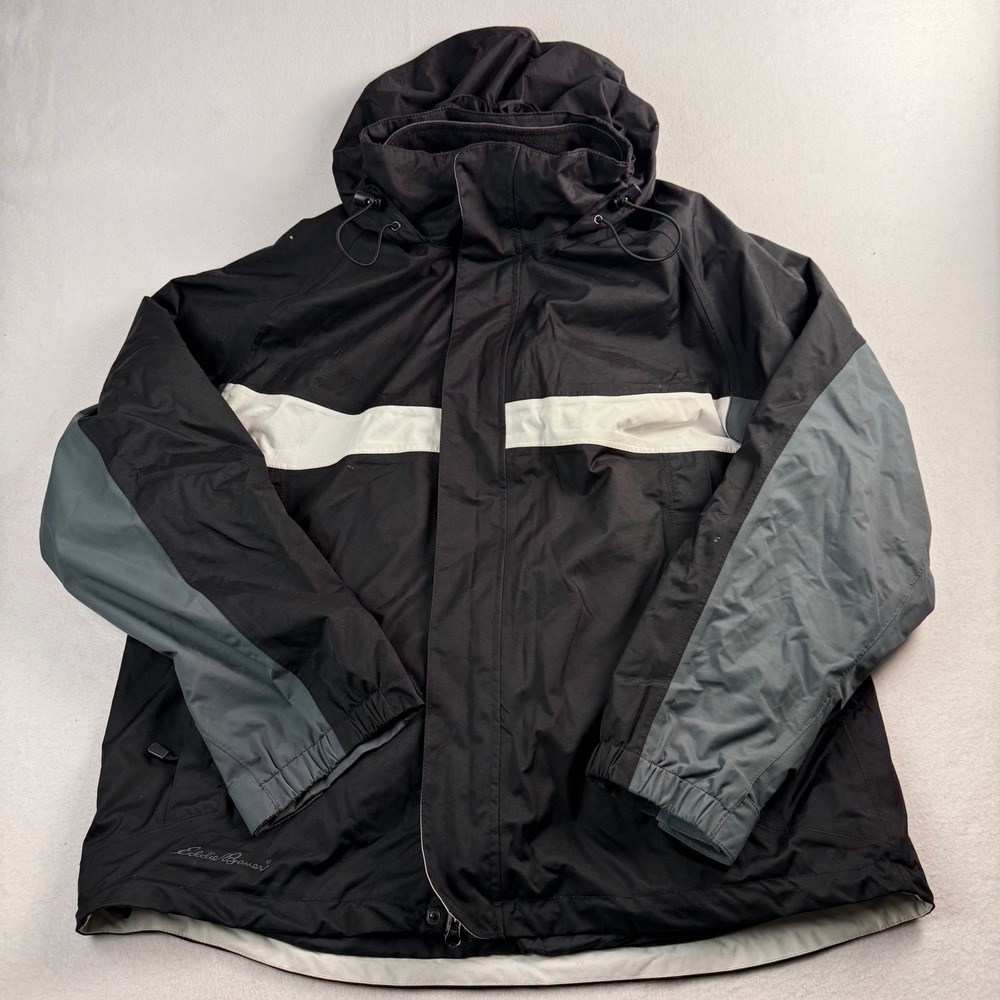 Eddie Bauer Performance Systems 3-in-1 Jacket Mens Large Black Grey Hooded Vest